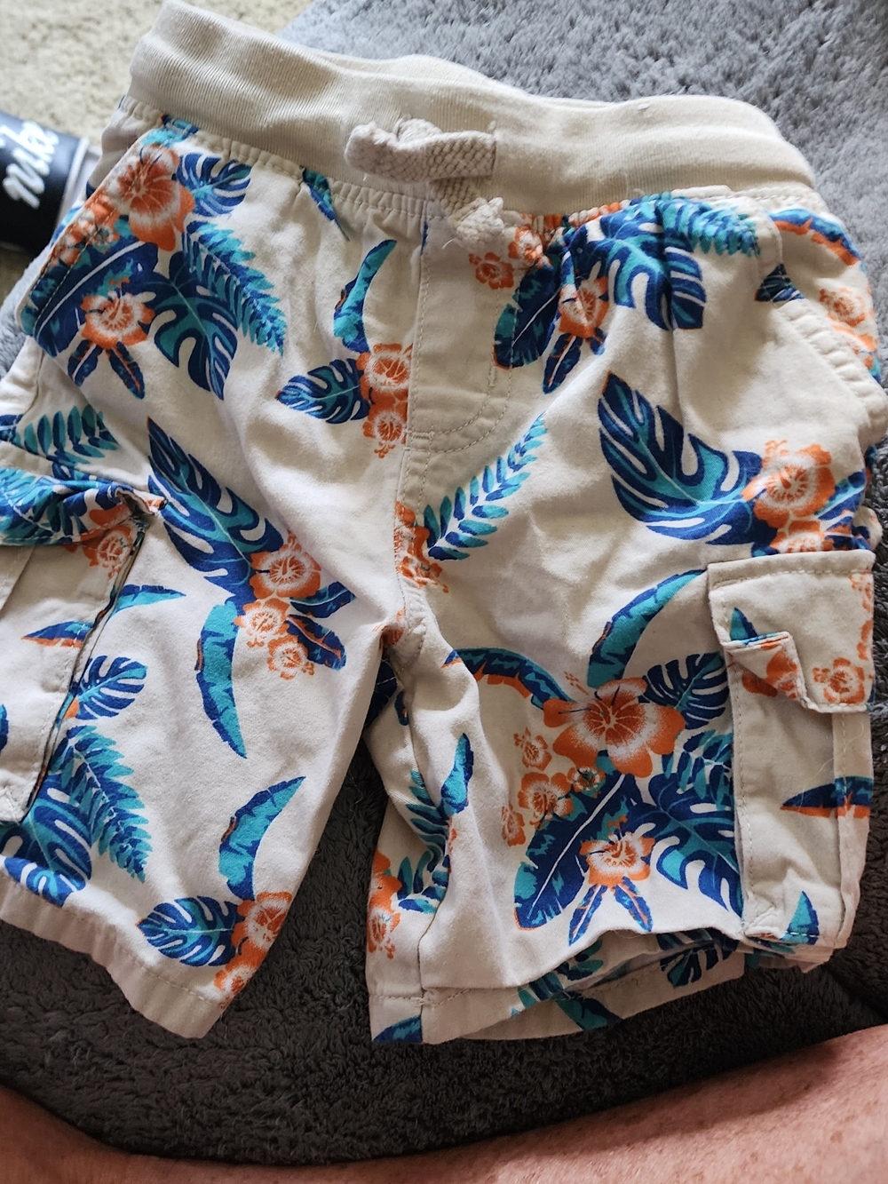 Garanimals Beige Tropical Print Shorts with Blue & Orange Accents